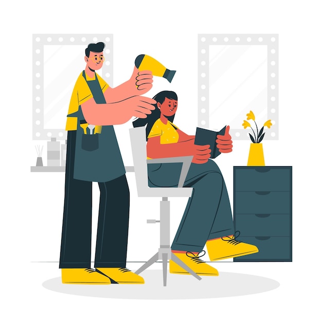 Bezpłatny wektor ilustracja koncepcja fryzjer