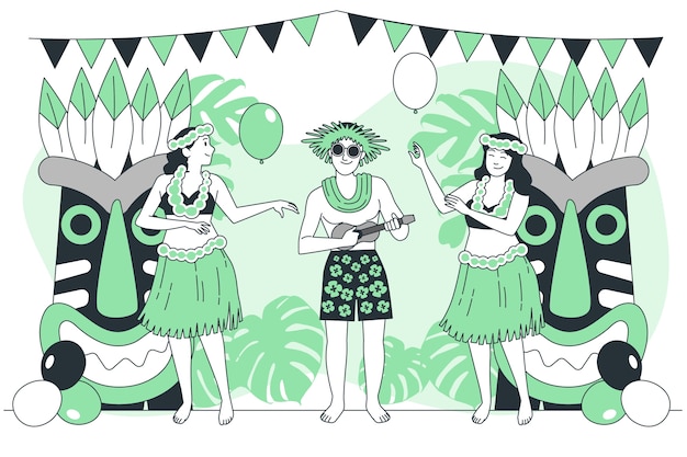 Bezpłatny wektor ilustracja koncepcja hawajska impreza