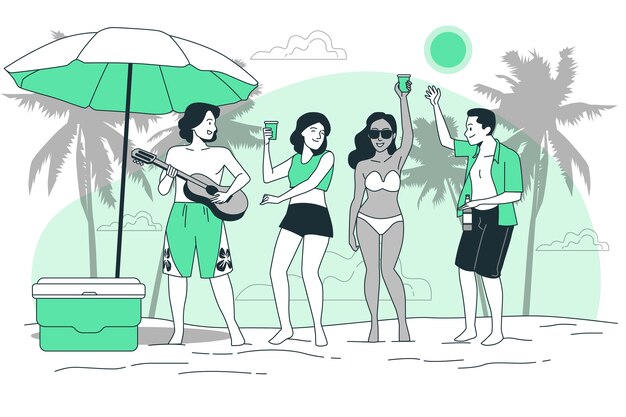 Ilustracja koncepcja imprezy na plaży