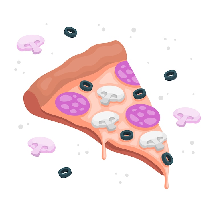Bezpłatny plik Wektor ilustracja koncepcja kawałek pizzy