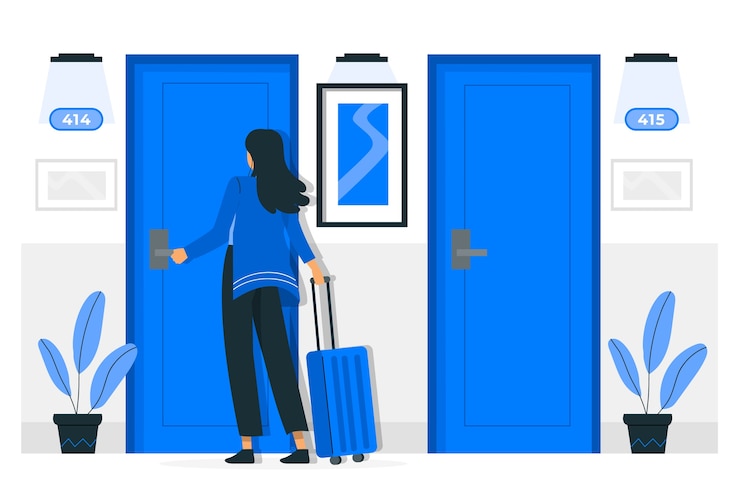 Bezpłatny plik Wektor ilustracja koncepcja korytarza hotelu