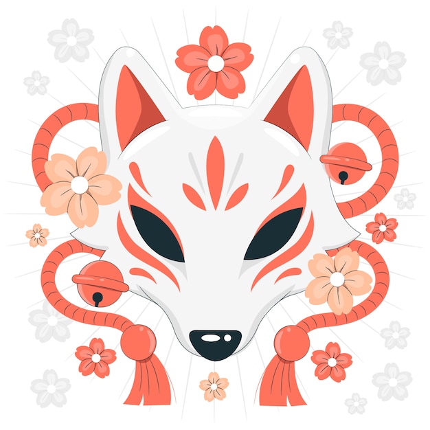 Ilustracja Koncepcja Maski Kitsune