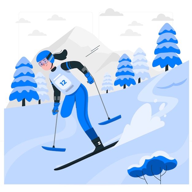 Ilustracja koncepcja narciarstwa alpejskiego