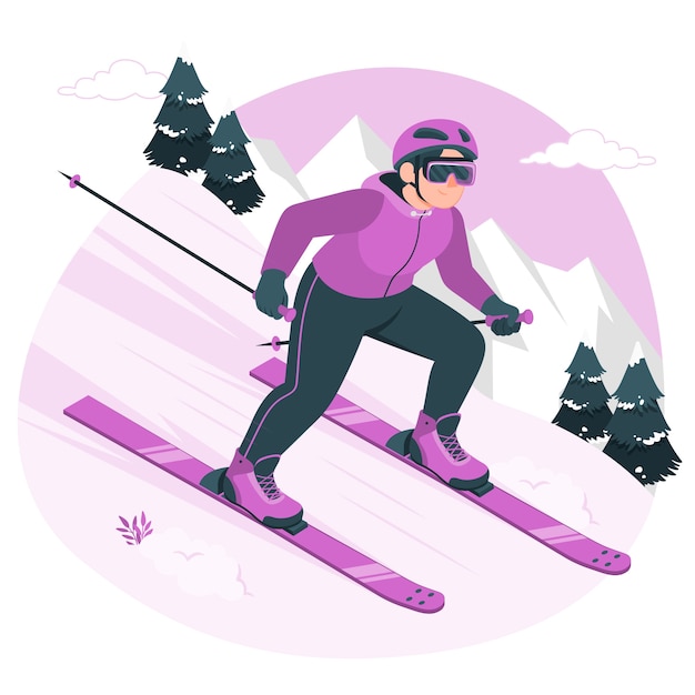 Bezpłatny wektor ilustracja koncepcja narciarza