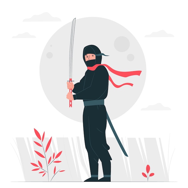 Bezpłatny wektor ilustracja koncepcja ninja