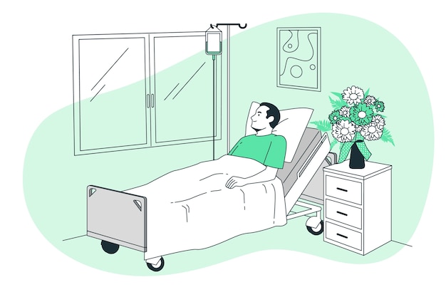 Bezpłatny wektor ilustracja koncepcja pacjenta w szpitalu