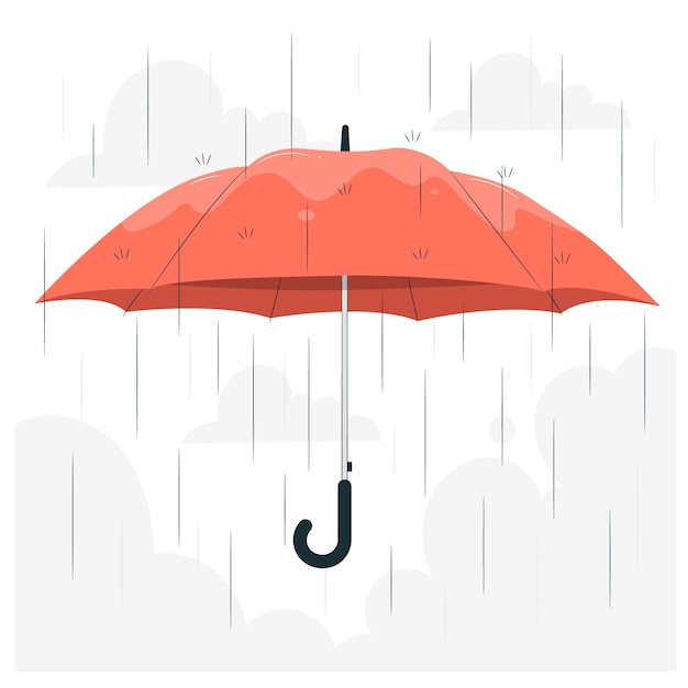 Bezpłatny wektor ilustracja koncepcja parasola i deszczu