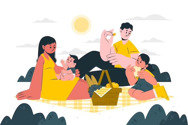 Bezpłatny wektor ilustracja koncepcja pikniku rodzinnego