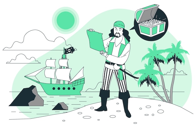 Bezpłatny wektor ilustracja koncepcja pirata