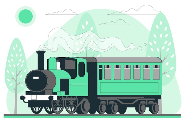 Bezpłatny wektor ilustracja koncepcja pociągu parowego