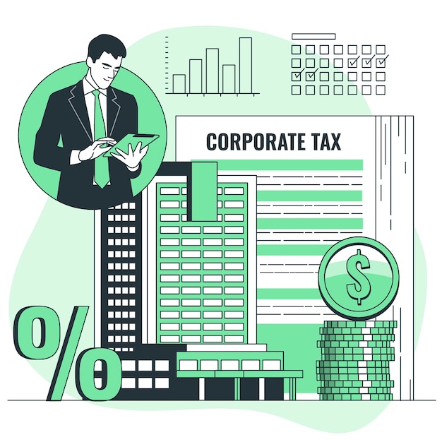 Bezpłatny wektor ilustracja koncepcja podatku od osób prawnych