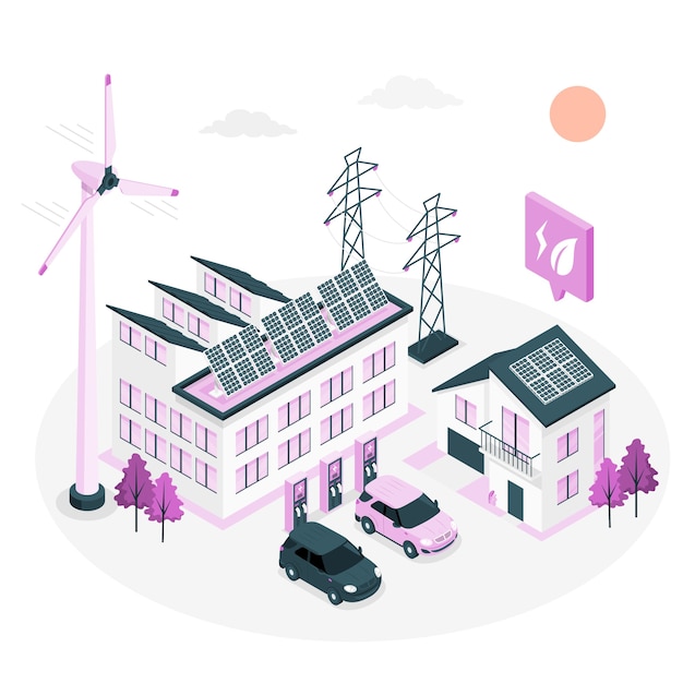 Ilustracja Koncepcja Przemysłu Zielonej Energii