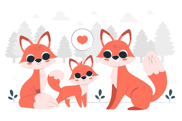 Ilustracja Koncepcja Rodziny Fox