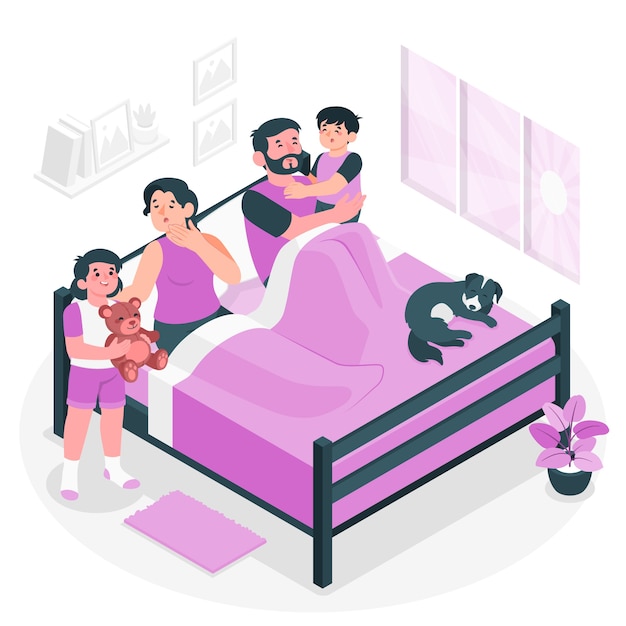 Bezpłatny wektor ilustracja koncepcja rodziny obudzić