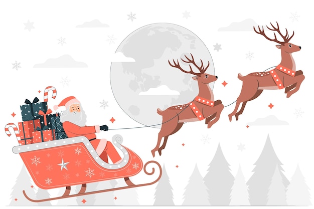 Ilustracja koncepcja sań Świętego Mikołaja