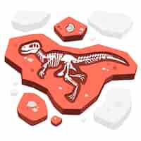 Bezpłatny wektor ilustracja koncepcja skamieniałego dinozaura