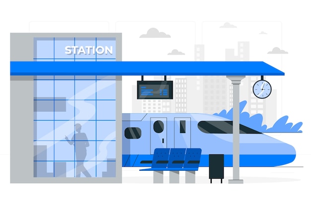 Bezpłatny wektor ilustracja koncepcja stacji kolejowej