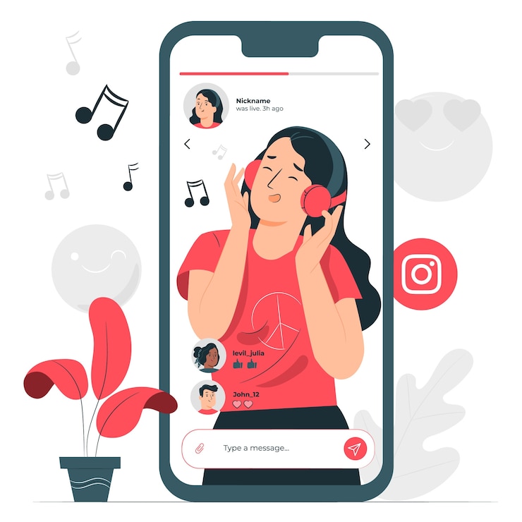 Bezpłatny plik Wektor ilustracja koncepcja streamingu wideo na instagramie