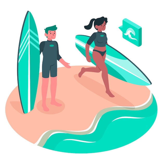 Ilustracja Koncepcja Surfer