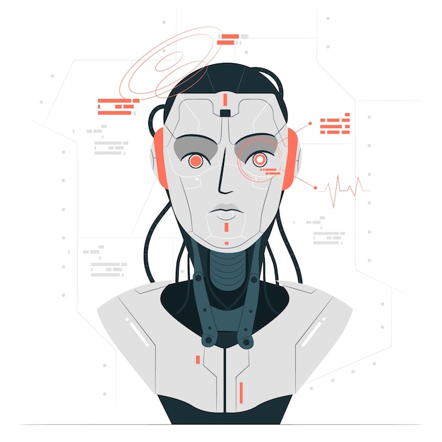 Bezpłatny wektor ilustracja koncepcja twarzy robota