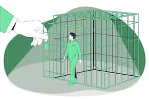 Bezpłatny wektor ilustracja koncepcja uwolnienia więźnia