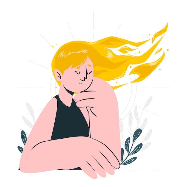 Ilustracja koncepcja włosów ognia