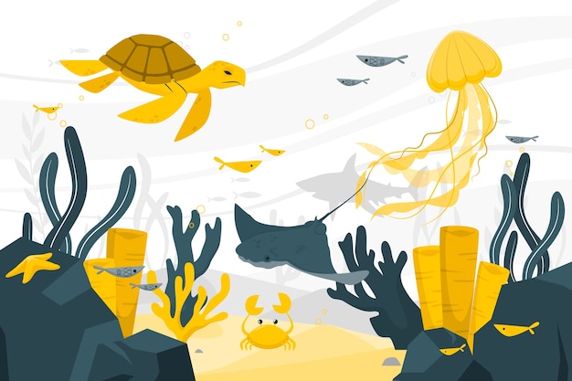 Bezpłatny wektor ilustracja koncepcja życia podwodnego