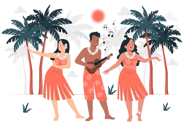 Bezpłatny wektor ilustracja koncepcji imprezy hawajskiej