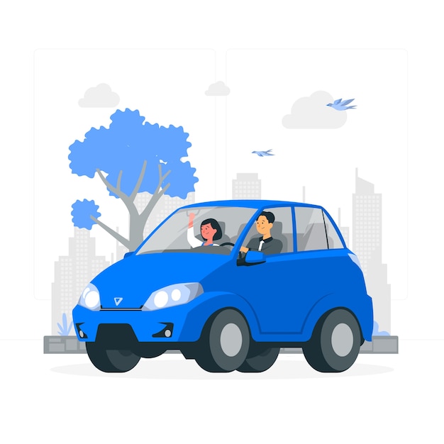 Bezpłatny wektor ilustracja koncepcji jazdy samochodem