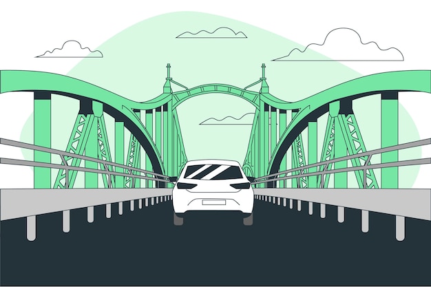 Bezpłatny wektor ilustracja koncepcji mostu drogowego