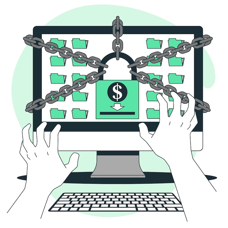 Bezpłatny plik Wektor ilustracja koncepcji oprogramowania ransomware