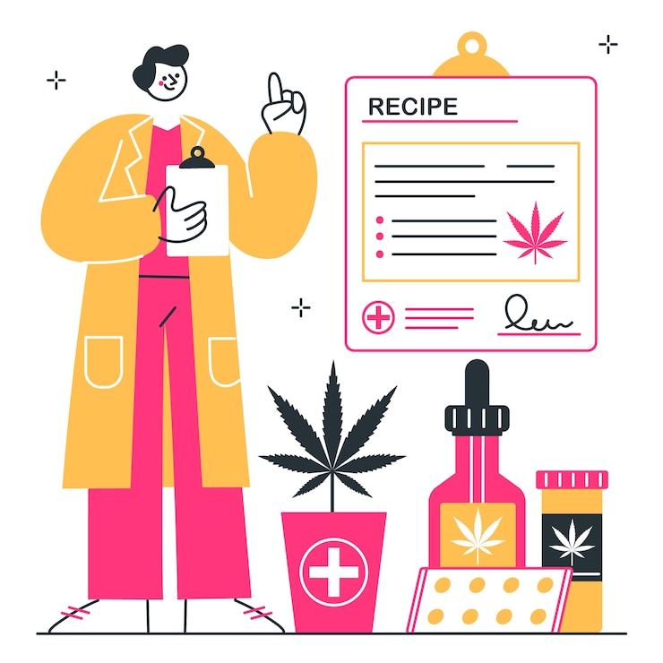 Bezpłatny plik Wektor ilustracja koncepcji recepty na marihuanę medyczną