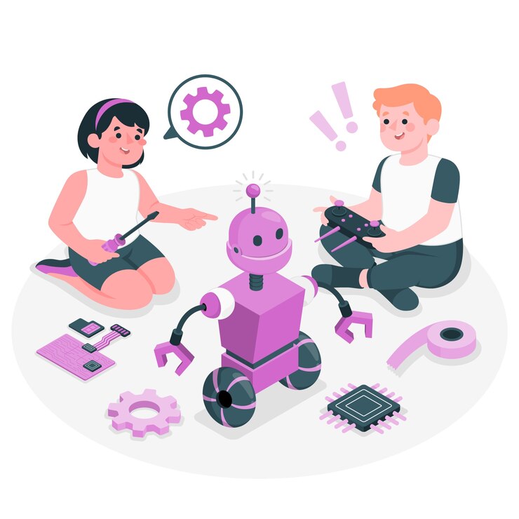 Bezpłatny plik Wektor ilustracja koncepcji robotyki dla dzieci