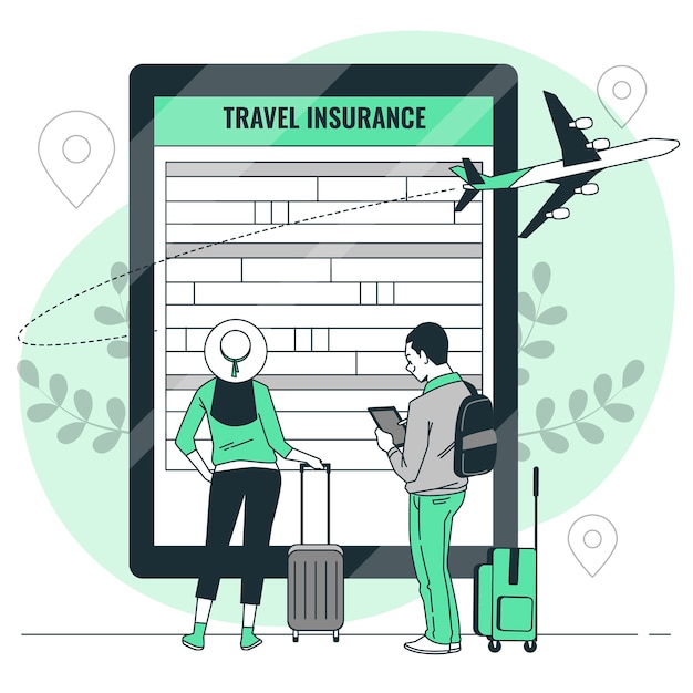 Bezpłatny wektor ilustracja koncepcji ubezpieczenia podróżnego