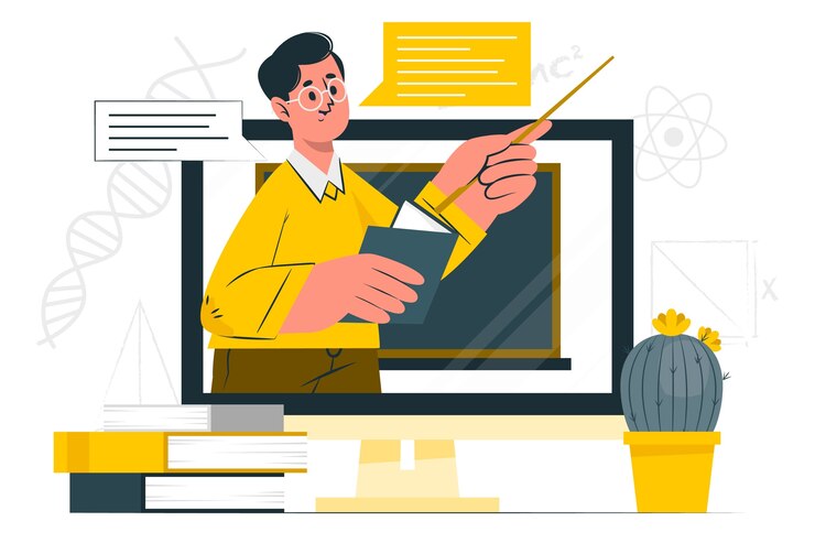 Bezpłatny plik Wektor ilustracja koncepcji uczenia się online dla nauczycieli