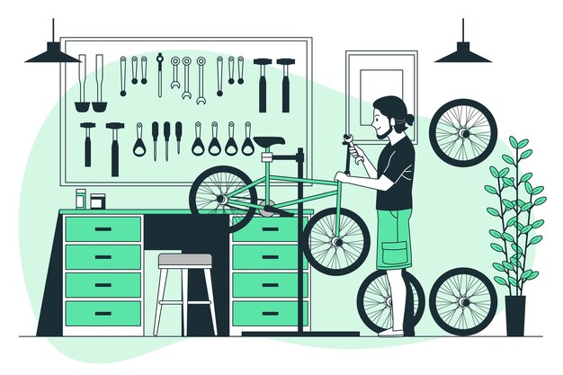 Ilustracja koncepcji warsztatu rowerowego