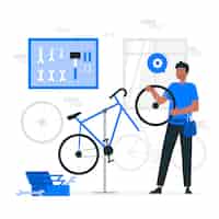 Bezpłatny wektor ilustracja koncepcji warsztatu rowerowego