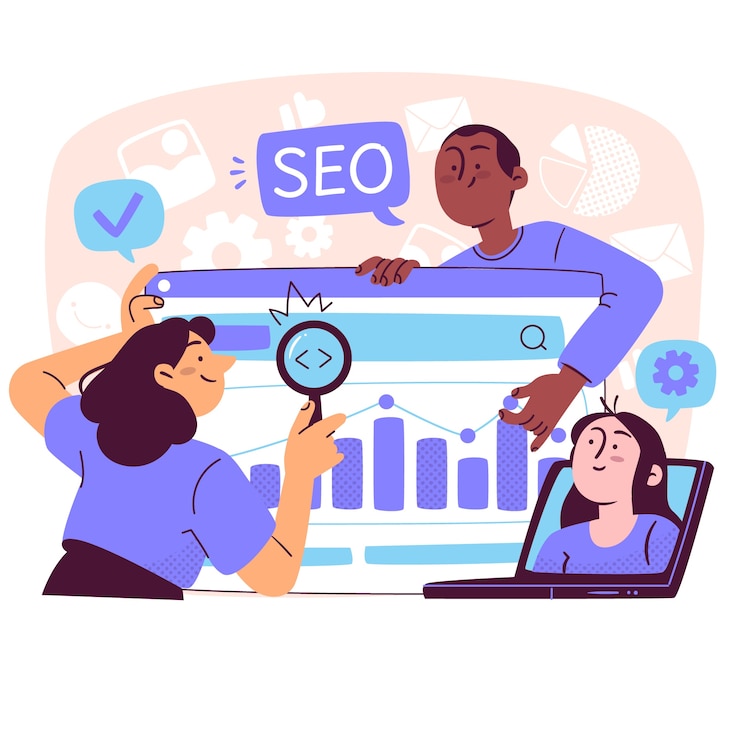 Bezpłatny plik Wektor ilustracja koncepcji zespołu analitycznego seo