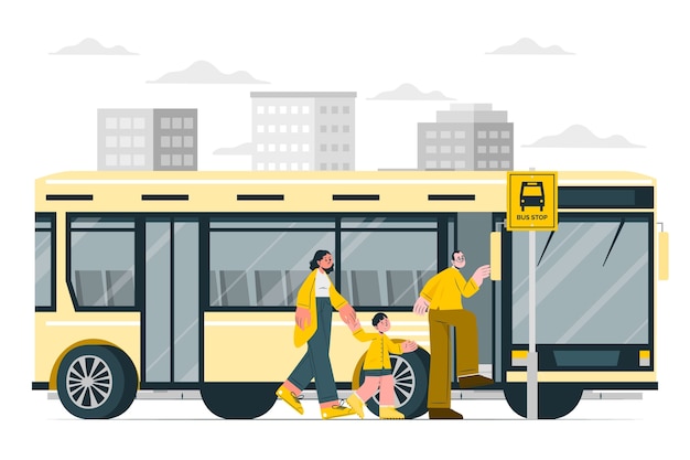 Bezpłatny wektor ilustracja koncepcyjna ludzi wsiadających do autobusu