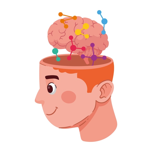Bezpłatny wektor ilustracja kreatywności profilu mózgu wyizolowana