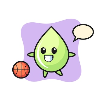 Ilustracja kreskówka kropla soku z melona gra w koszykówkę