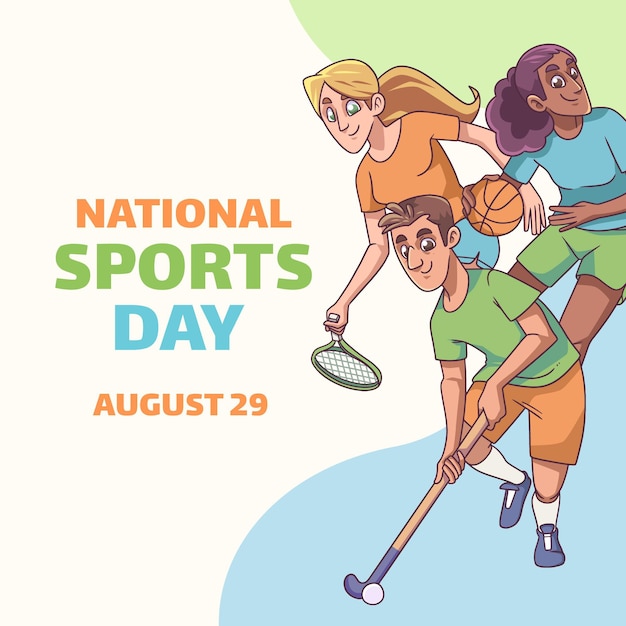Bezpłatny wektor ilustracja kreskówka narodowy dzień sportu