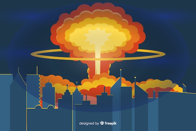 Bezpłatny wektor ilustracja kreskówka stylu wybuchu jądrowego