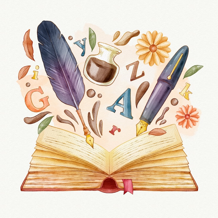 Bezpłatny plik Wektor ilustracja literatury akwareli