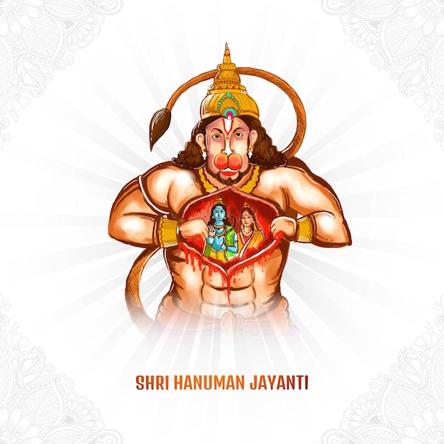 Ilustracja Lorda Hanumana Na Tle Karty Festiwalu Hauman Jayanti