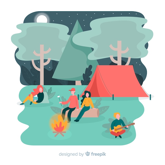 Ilustracja Ludzi Robi Camping