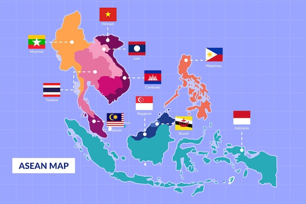 Bezpłatny wektor ilustracja mapy asean