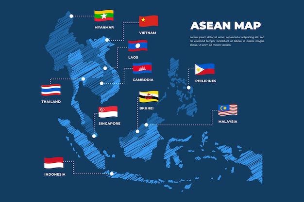 Bezpłatny wektor ilustracja mapy asean