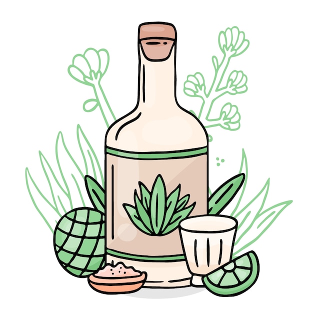 Ilustracja Mezcal W Ręcznie Rysowanym Stylu