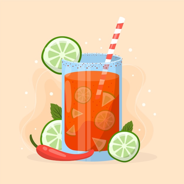 Ilustracja Michelada W Ręcznie Rysowanym Stylu